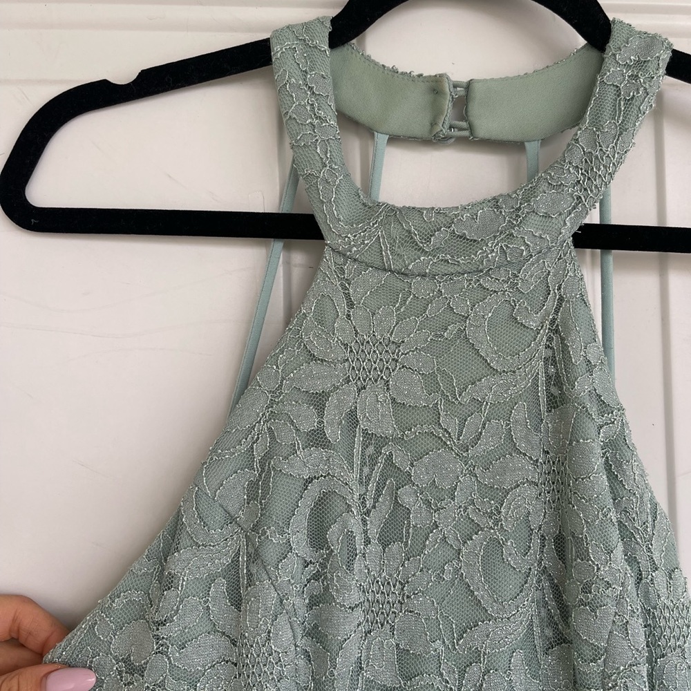 Beautiful sage sparkly lace maxi prom dress - Picture 8 of 16